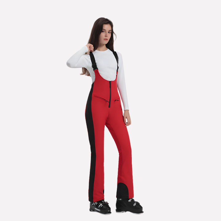 Dames stretch skibroek met bretels in meerdere kleuren