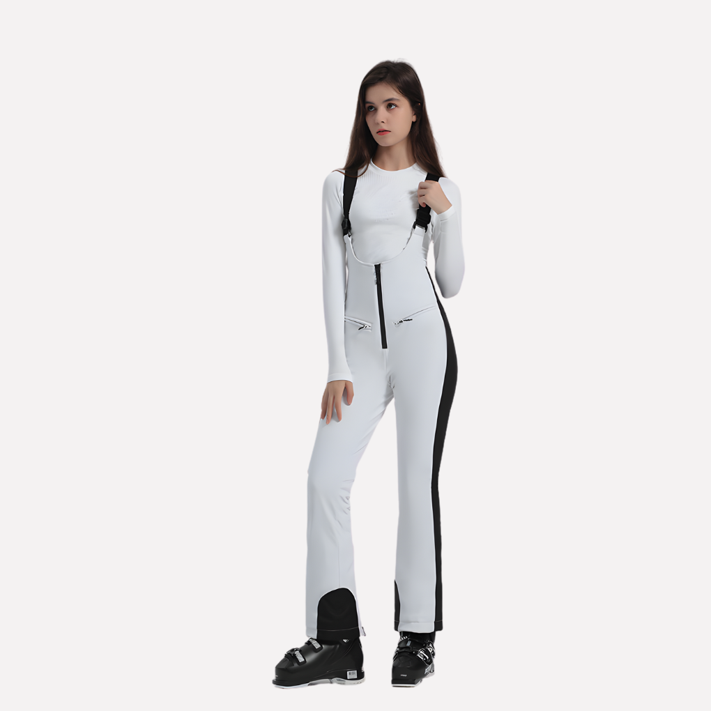 Dames stretch skibroek met bretels in meerdere kleuren