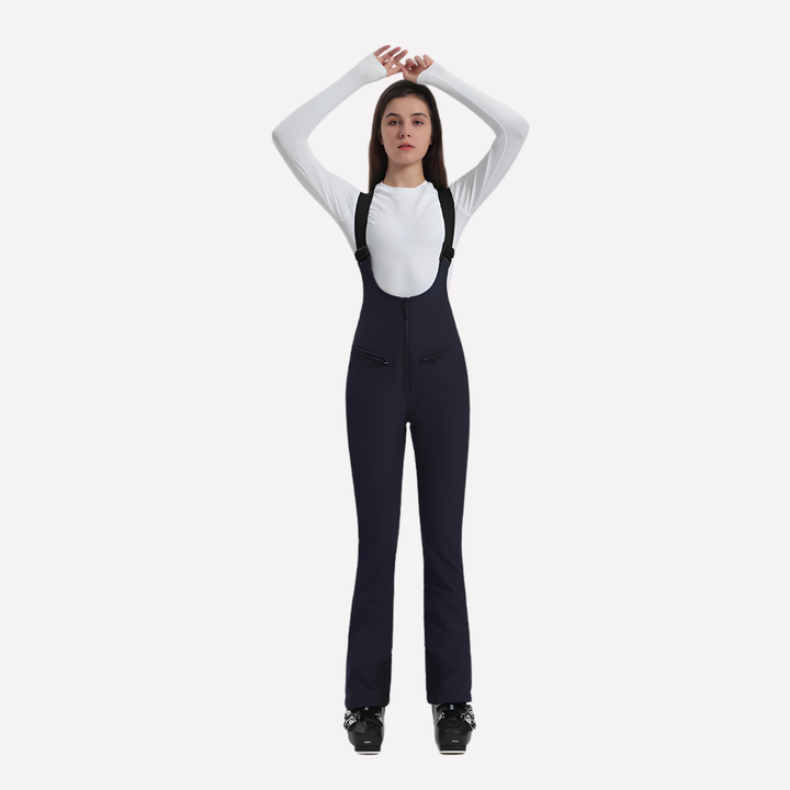 Dames stretch skibroek met bretels in meerdere kleuren