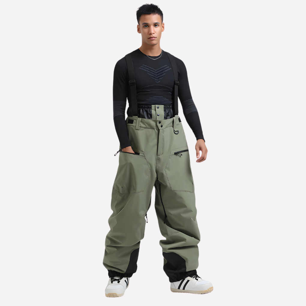 Heren Cargo Snow Bibs Pants