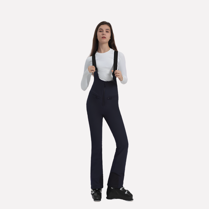 Dames stretch skibroek met bretels in meerdere kleuren