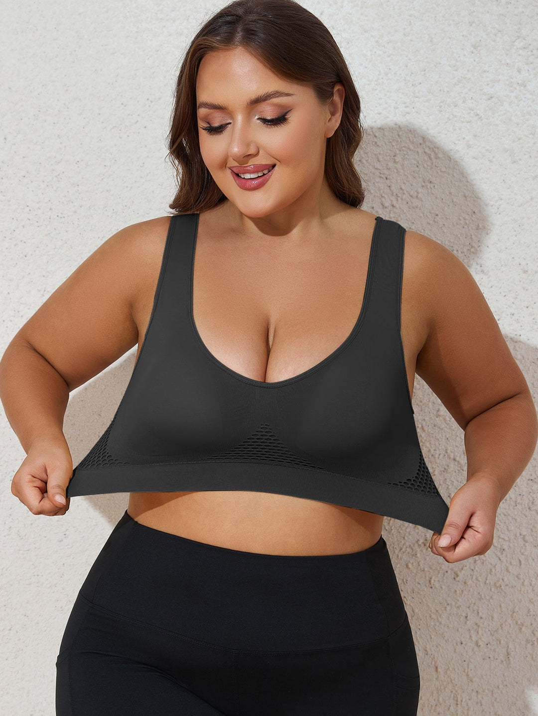 Lotte | Ademend sportbeha in roze met brede bandjes