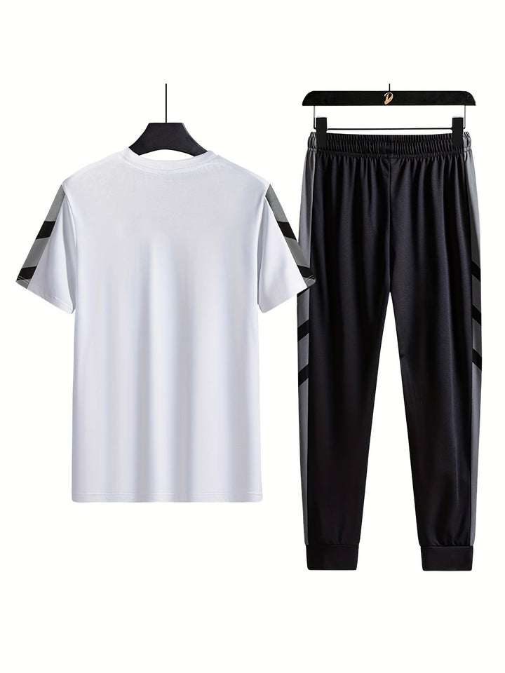 Tech Stretch Sport Set | Athleisure T-shirt & Jogger | Minimal Power Look