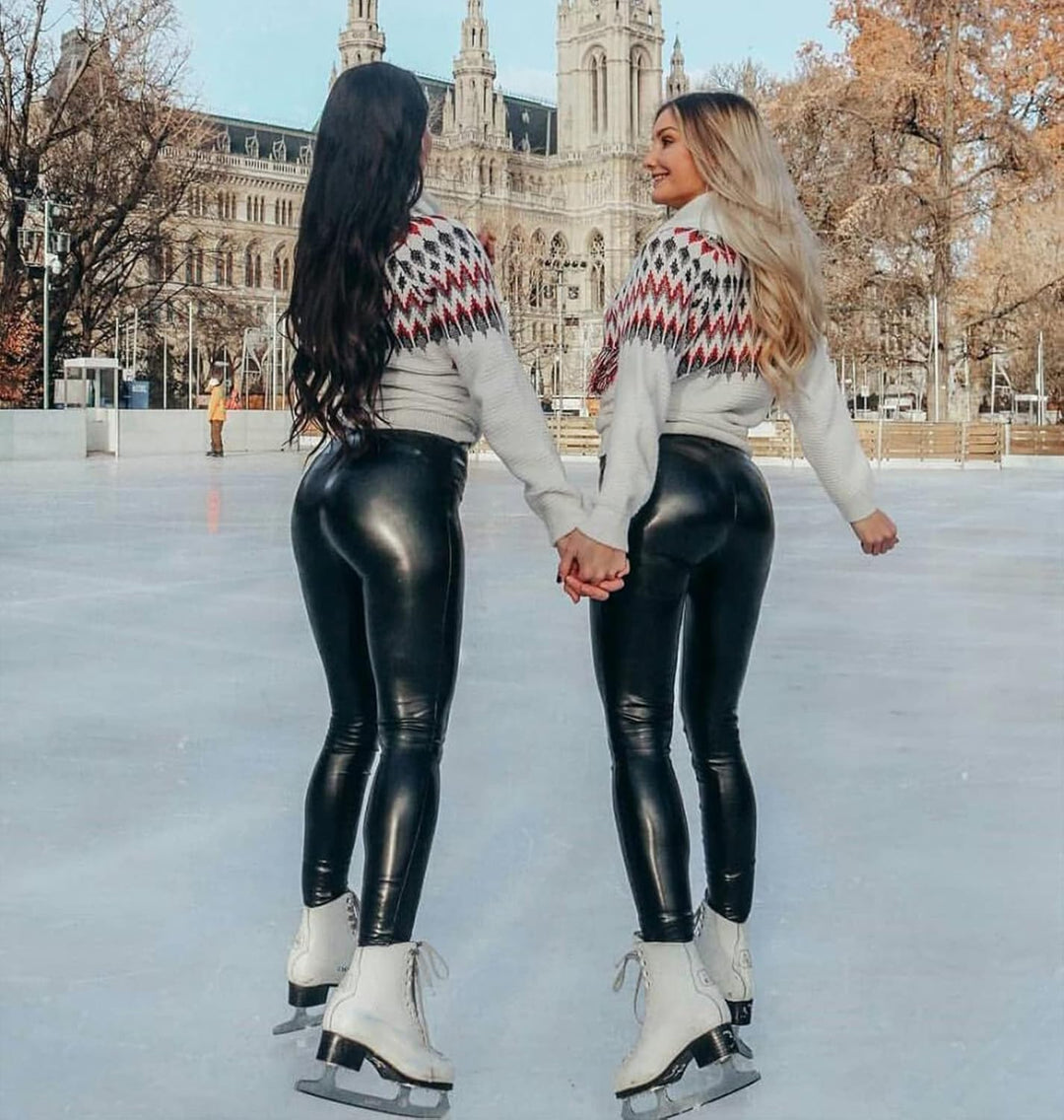 High Waisted Leather Look Leggings | Sculpting Athletic Design