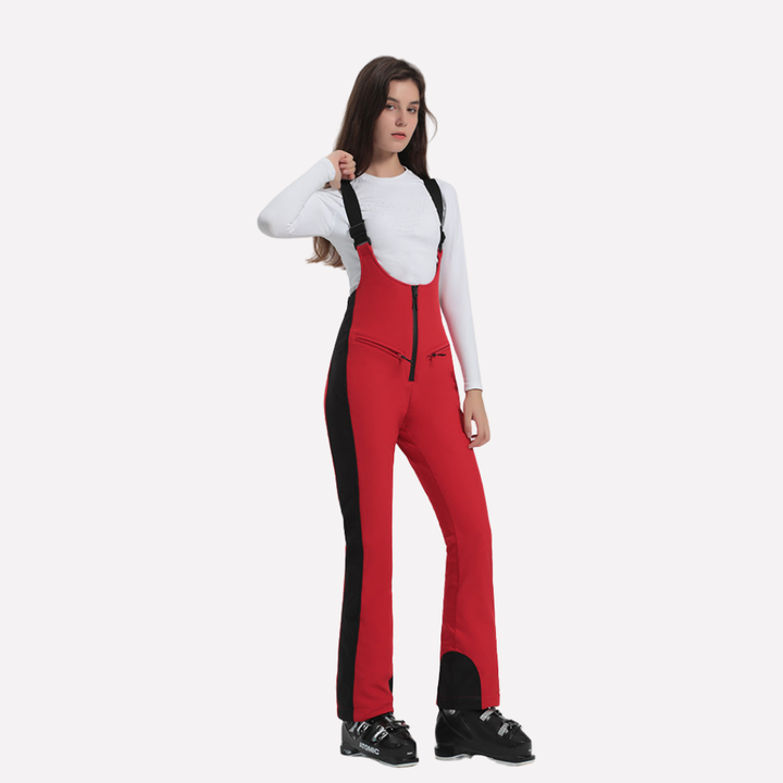 Dames stretch skibroek met bretels in meerdere kleuren