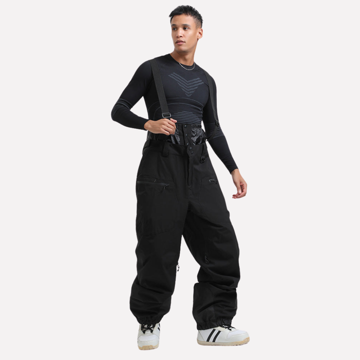 Heren sneeuwbroek met bretels en cargozakken