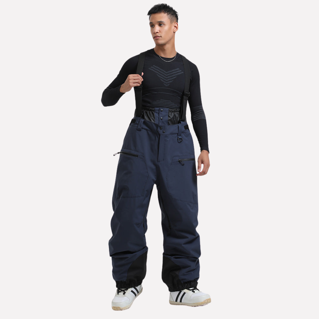Heren sneeuwbroek met bretels en cargozakken