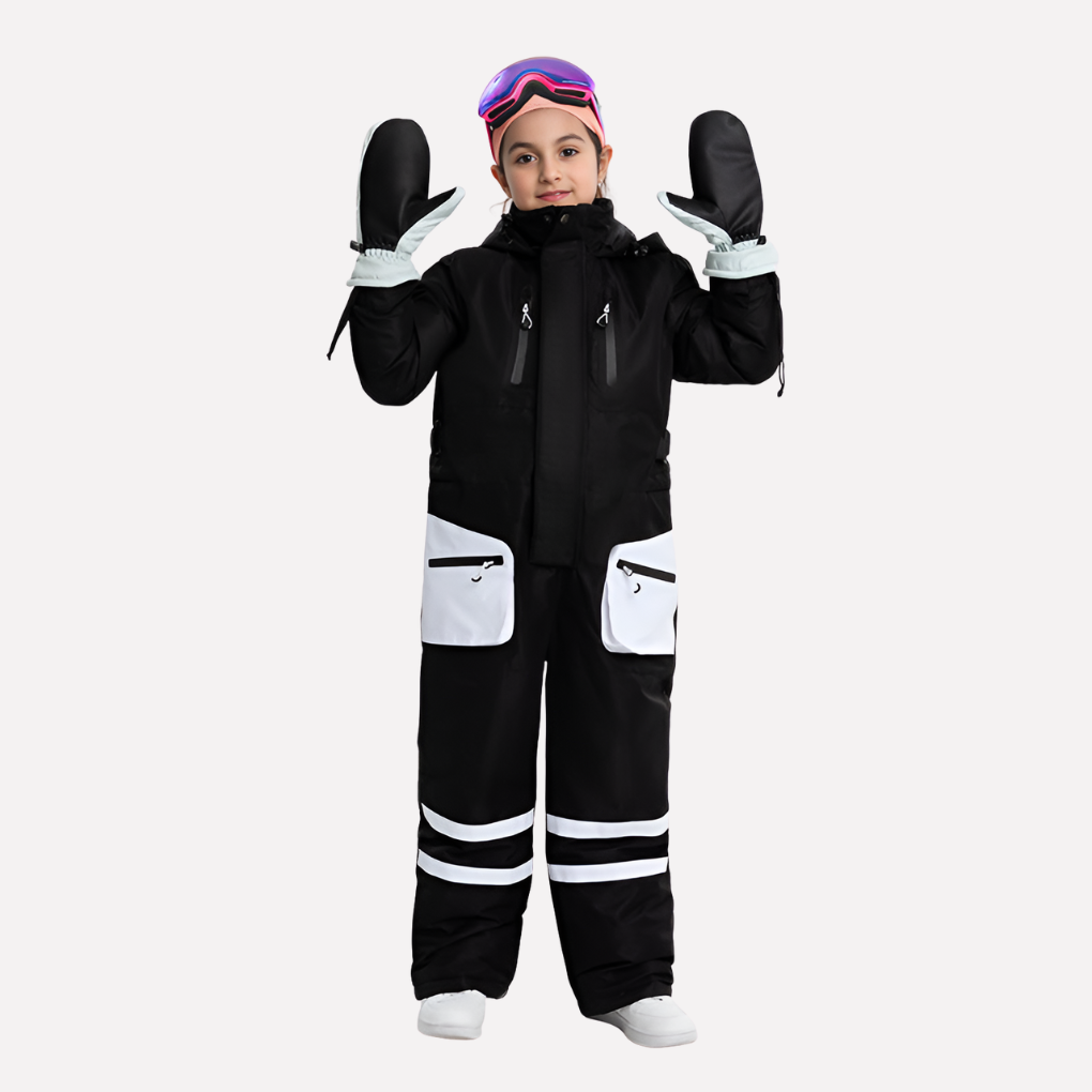 Kinder snowboard en skipak uit één stukt