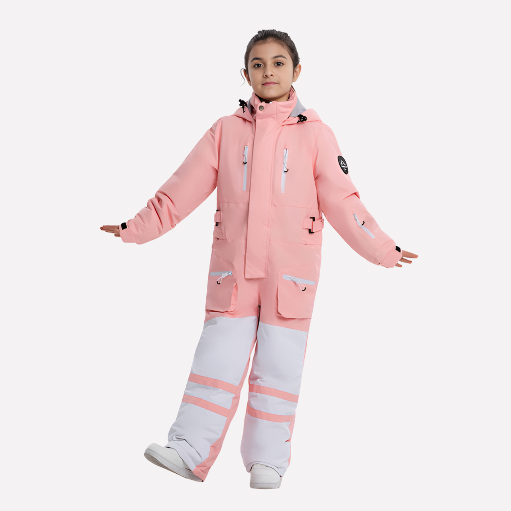 Kinder snowboard en skipak uit één stukt