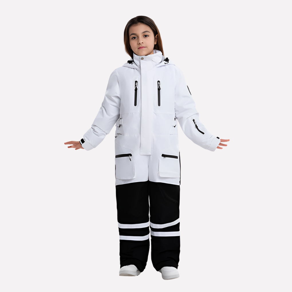 Kinder snowboard en skipak uit één stukt