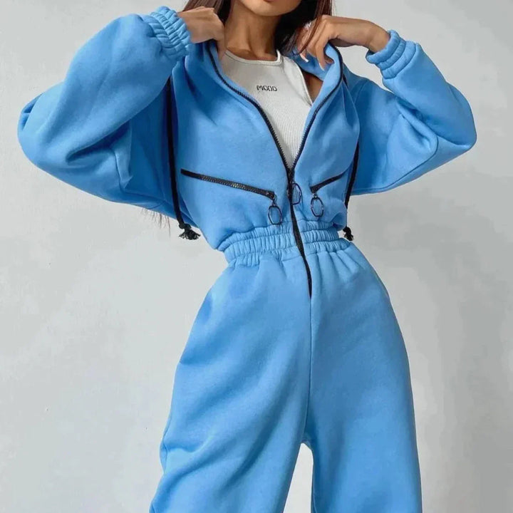 Dames Jumpsuit met Lange Mouwen, Capuchon en Verstelbare Taille