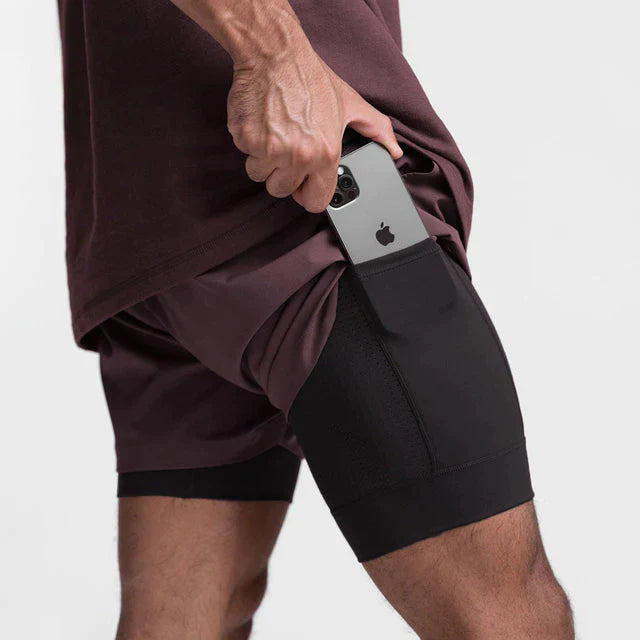 Dubbelgelaagde Compressieshorts voor Heren