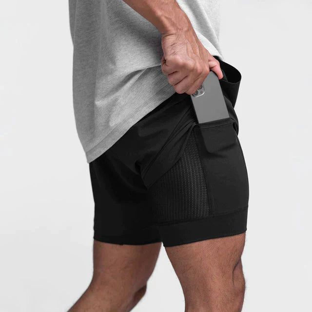 Dubbelgelaagde Compressieshorts voor Heren