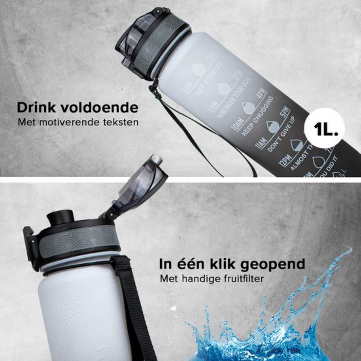 Motivatie Drinkfles - Waterfles met Tijdlijn - 1000ml
