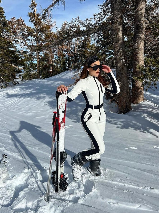 Women's Winter Ski Suit | Insulated Belt Design With Contrast Panels