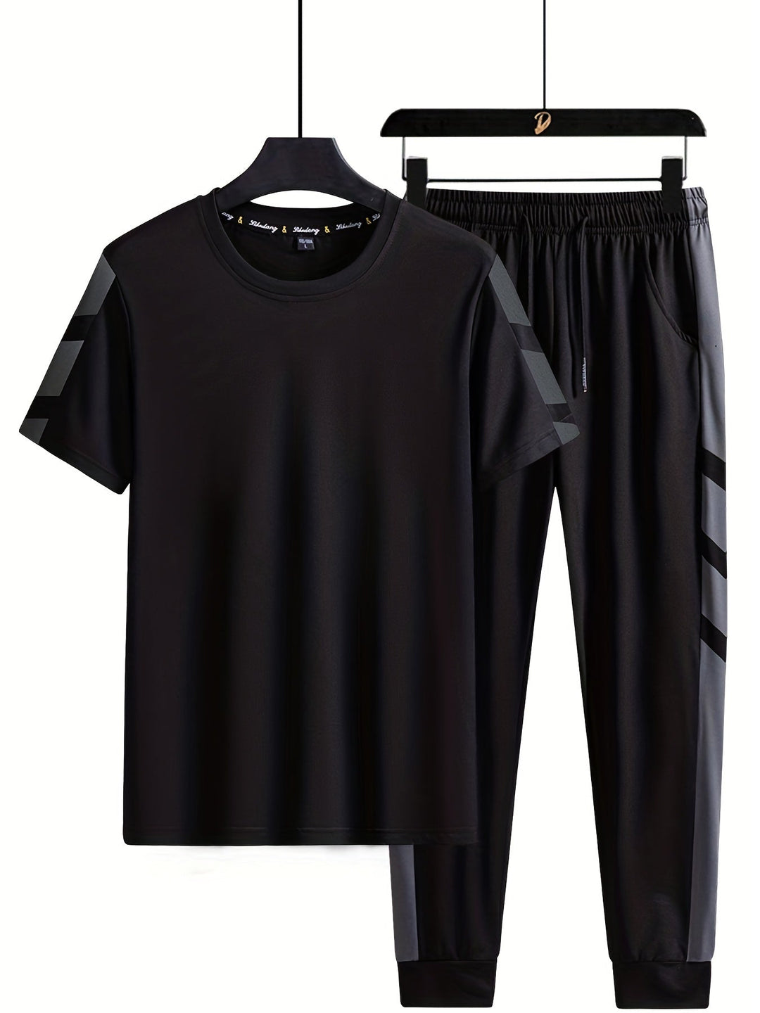 Tech Stretch Sport Set | Athleisure T-shirt & Jogger | Minimal Power Look
