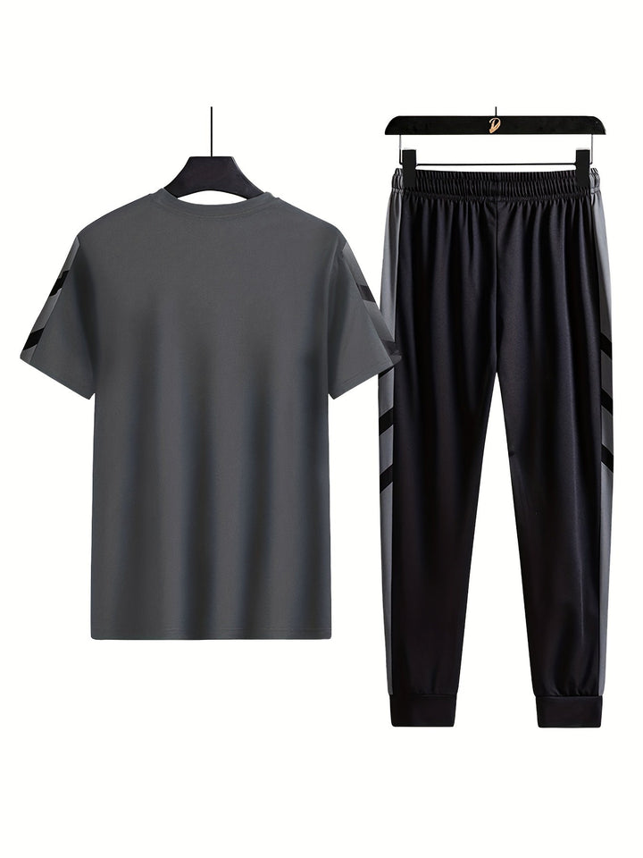 Tech Stretch Sport Set | Athleisure T-shirt & Jogger | Minimal Power Look