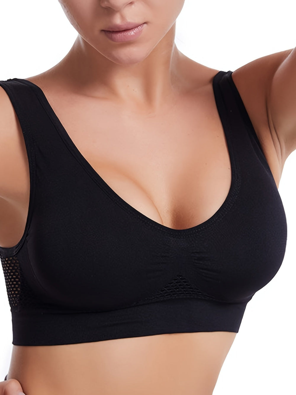 Eva | Naadloze gewatteerde sportbeha in ademende stof