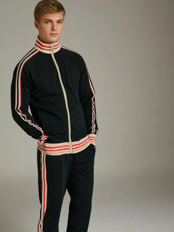 Retro Trainingspak Heren | 2-Delig Set | Sportief met Strependesign