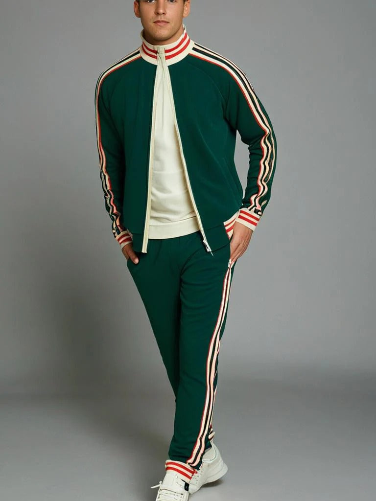 Retro Trainingspak Heren | 2-Delig Set | Sportief met Strependesign