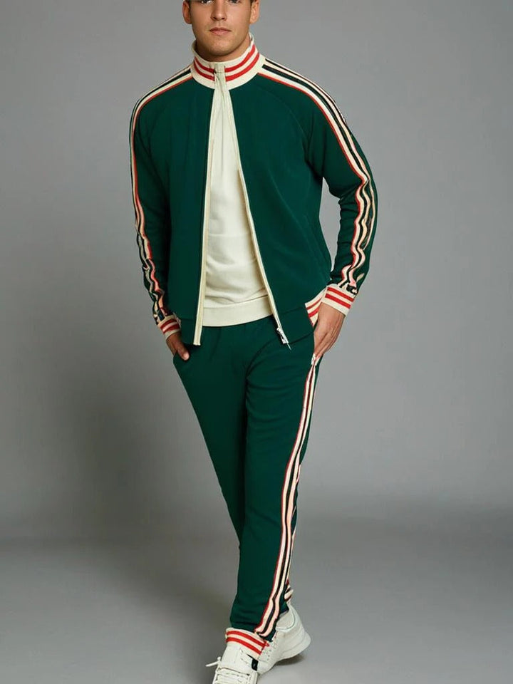 Retro Trainingspak Heren | 2-Delig Set | Sportief met Strependesign