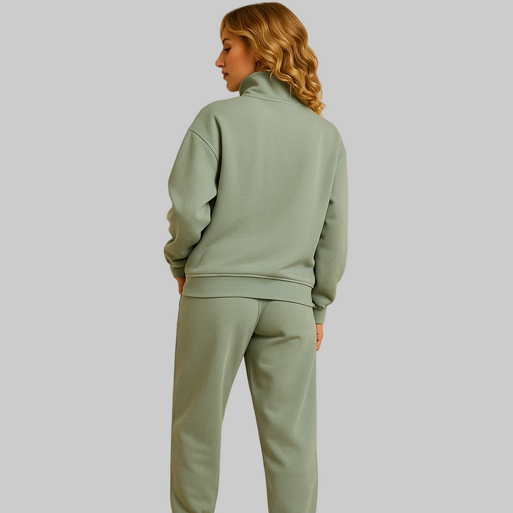 Tweedelig joggingpak met halve rits voor dames | Loïs